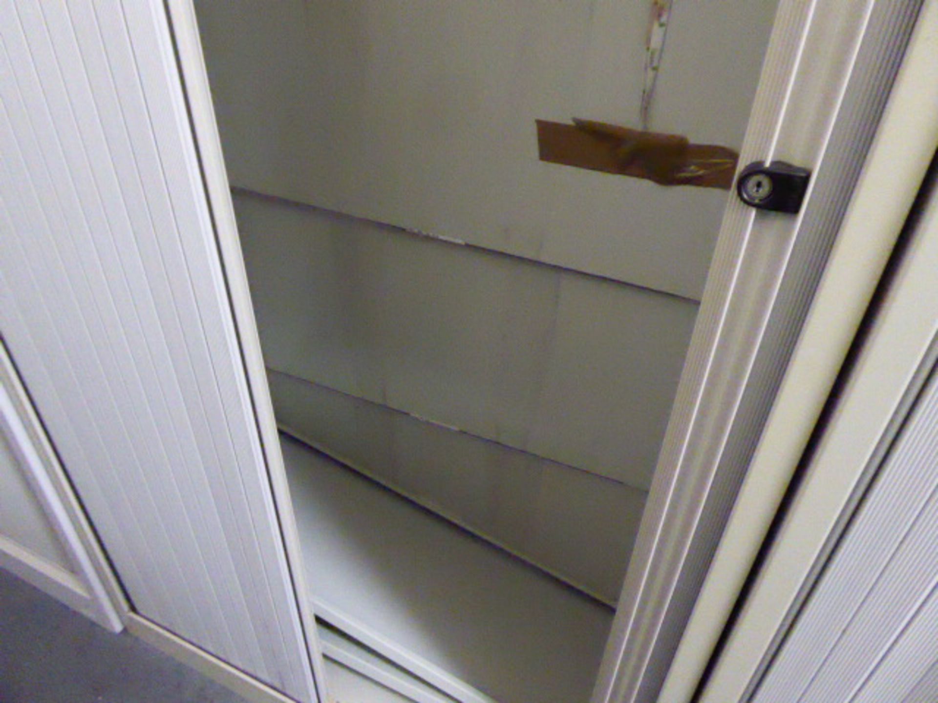 100cm Bisley grey double door tambour storage cabinet - Image 2 of 2
