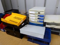 Quantity of metal and plastic paper trays and storage