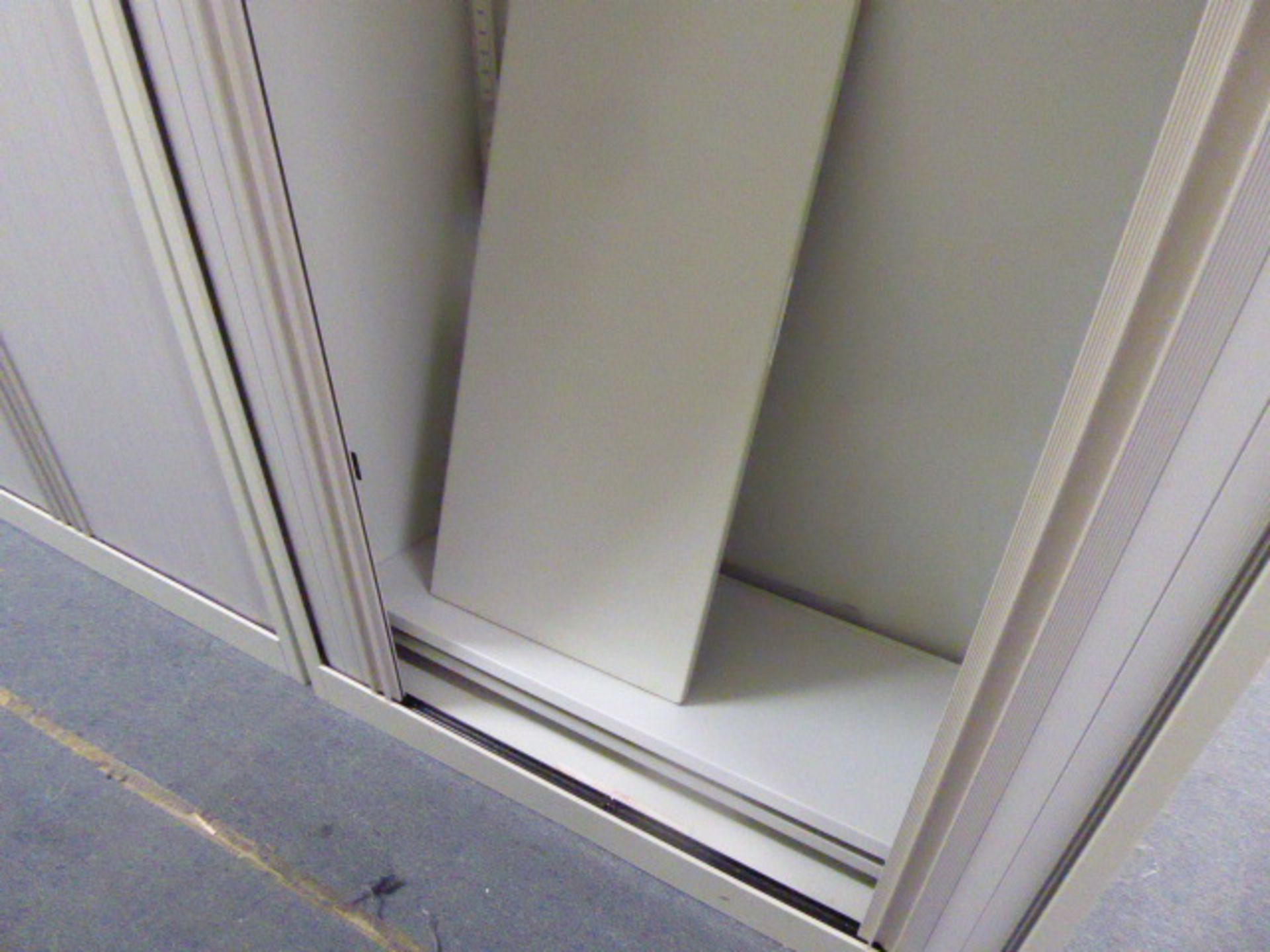 100cm Bisley grey double door tambour storage cabinet - Image 2 of 2