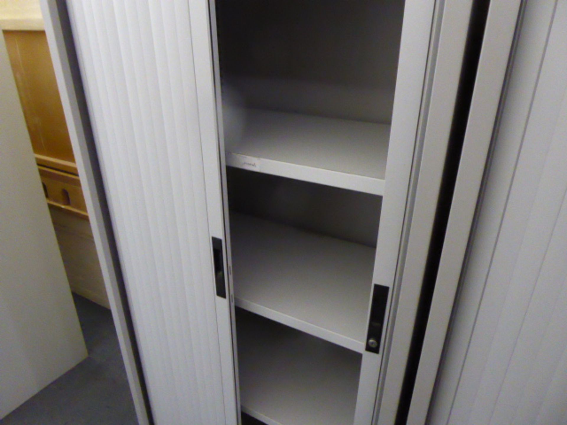 80cm Silverline grey 2 door tambour storage cabinet - Image 2 of 2