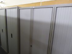 100cm Bisley grey tambour 2 door storage cabinet