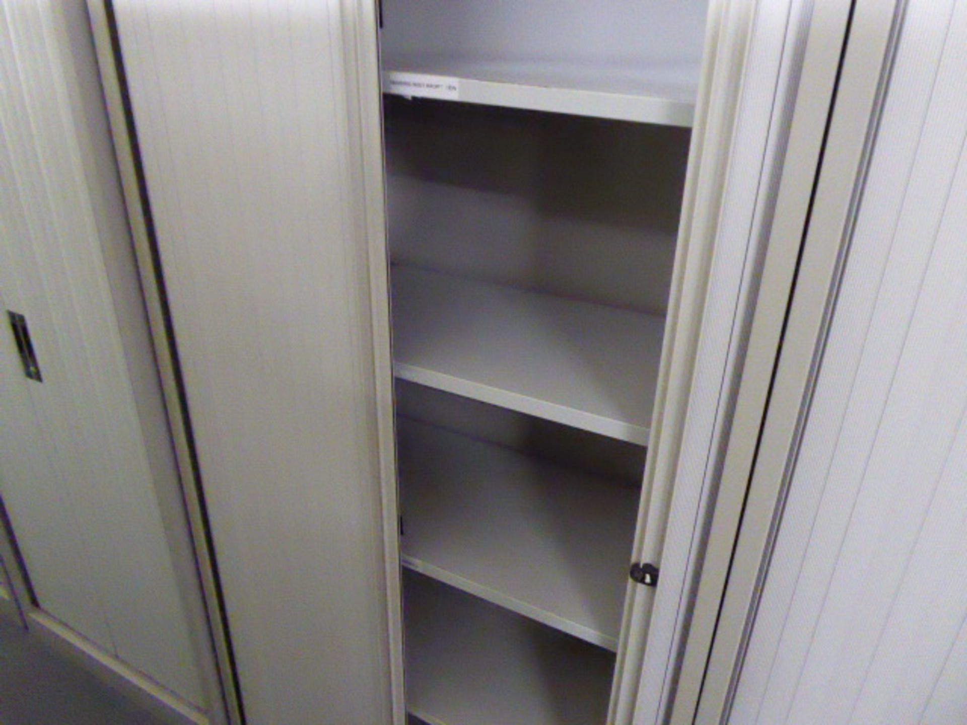 100cm Bisley grey tambour 2 door storage cabinet - Image 2 of 2