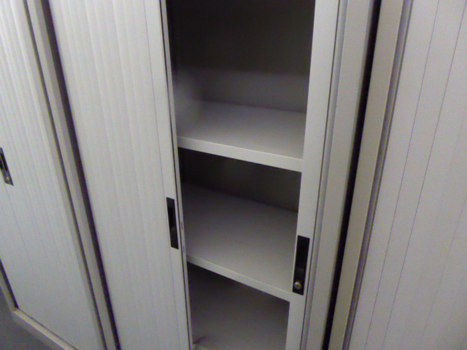 80cm Silverline grey 2 door tambour storage cabinet - Image 2 of 2