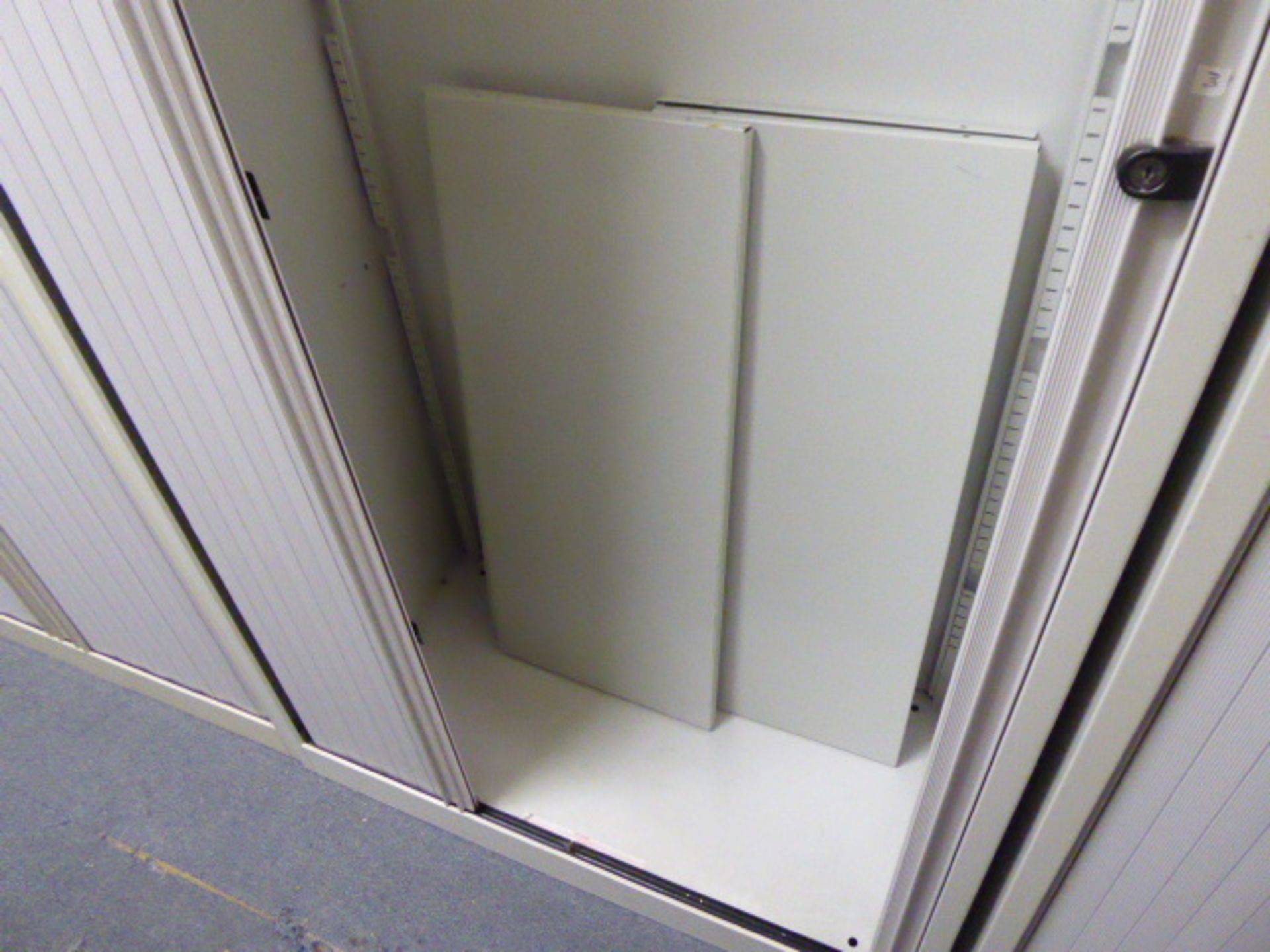 100cm Bisley grey double door tambour storage cabinet - Image 2 of 2