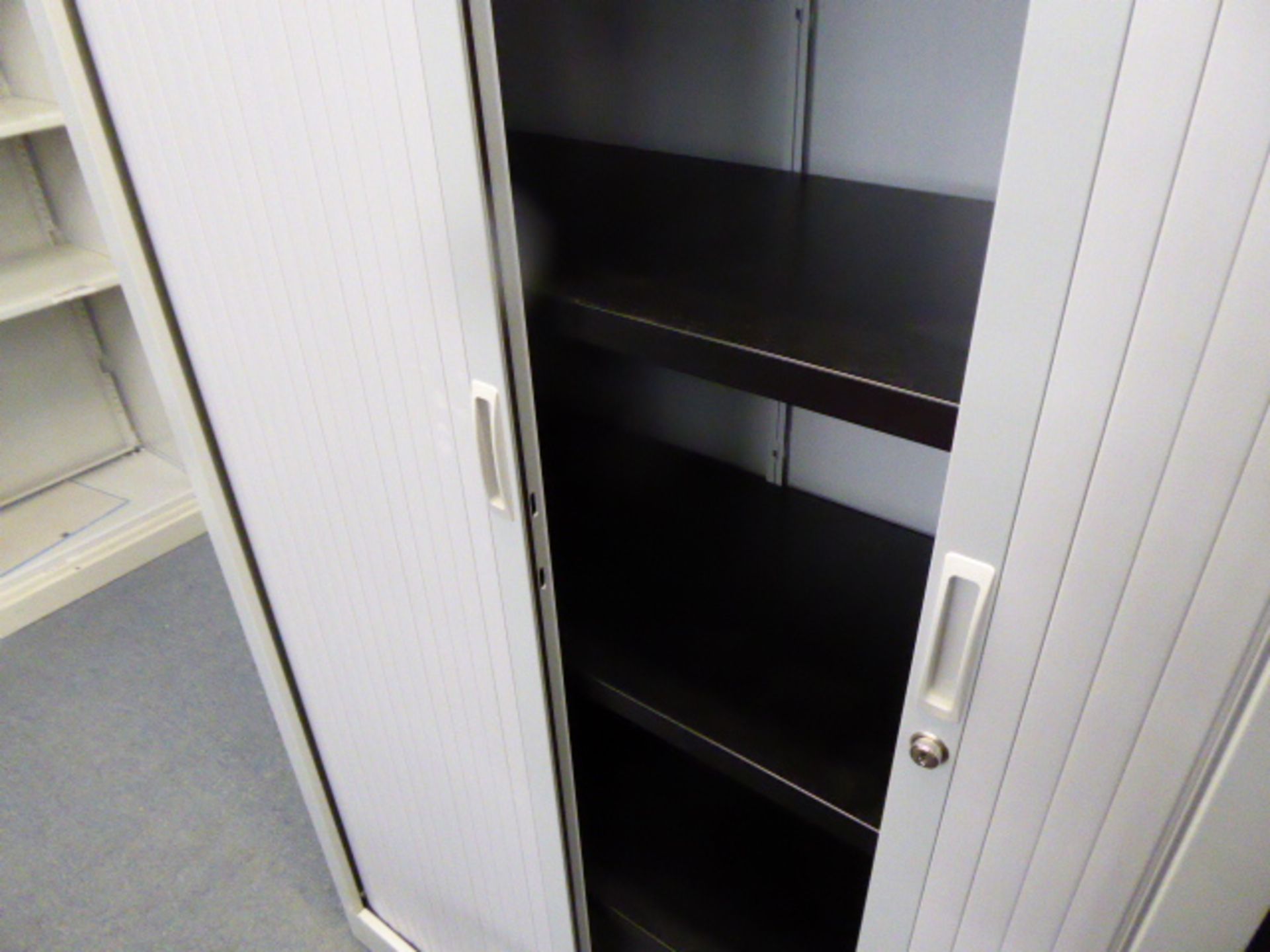 100cm Real Pro grey 2 door tambour storage cabinet - Image 2 of 2