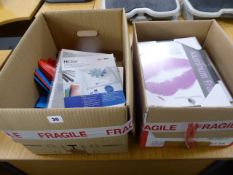 2 boxes of colour folders, report covers and picture frames