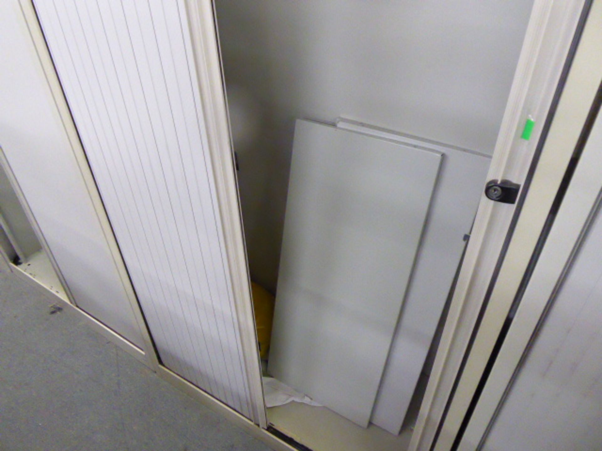 100cm Bisley grey 2 door tambour storage cabinet - Image 2 of 2