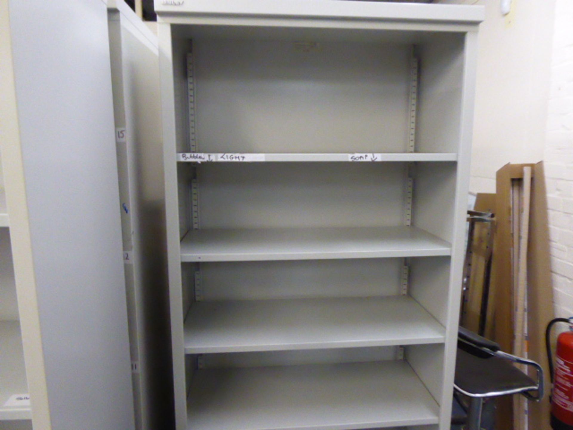 2 90cm Bisley grey open front shelves - Image 2 of 2