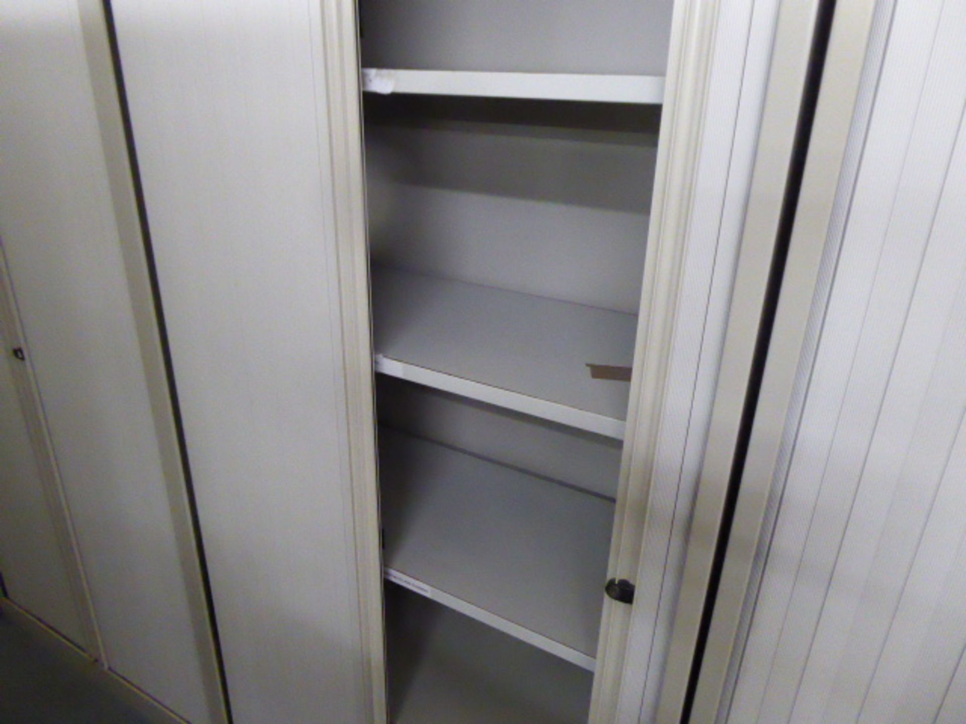 100cm Bisley grey tambour 2 door storage cabinet - Image 2 of 2