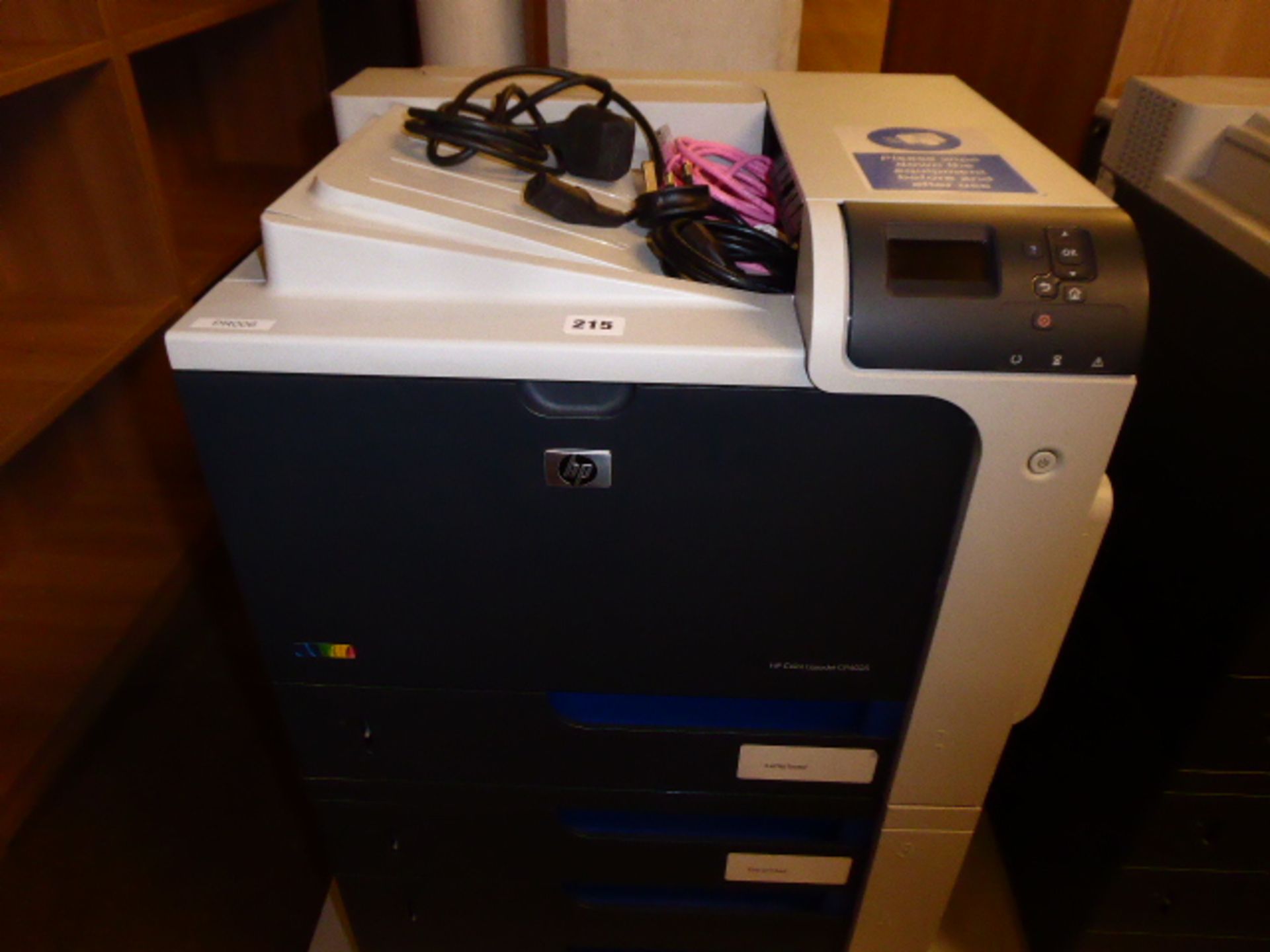 191 - HP Color Laserjet CP4025 printer with 5 paper loading stations on mobile trolley - Image 2 of 2