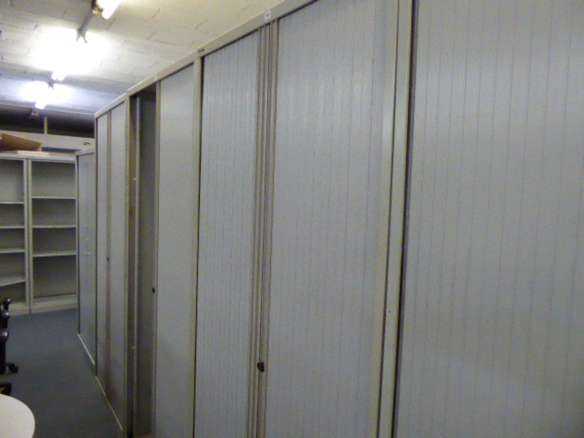 100cm Bisley grey 2 door tambour storage cabinet