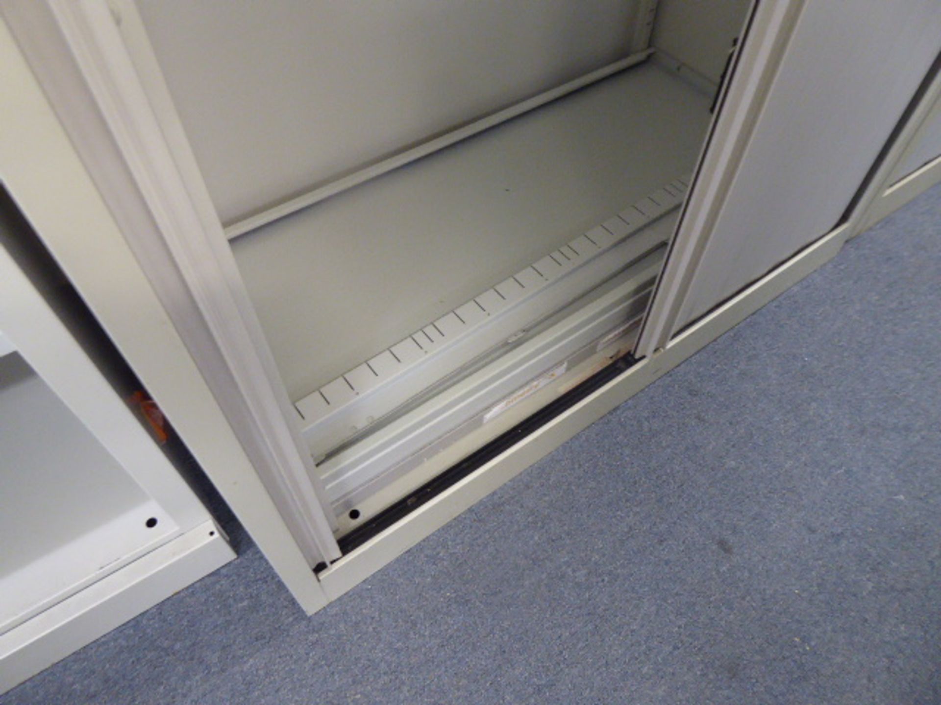100cm Bisley grey double door tambour storage cabinet - Image 3 of 3