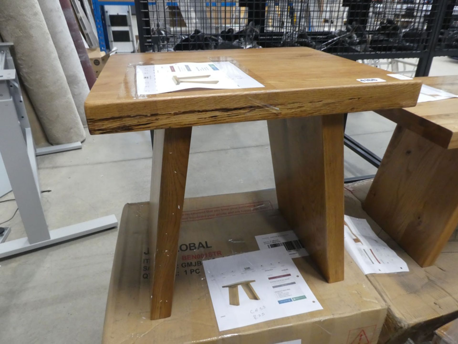 Boxed flatpack oak FurnitureLand solid wooden stool