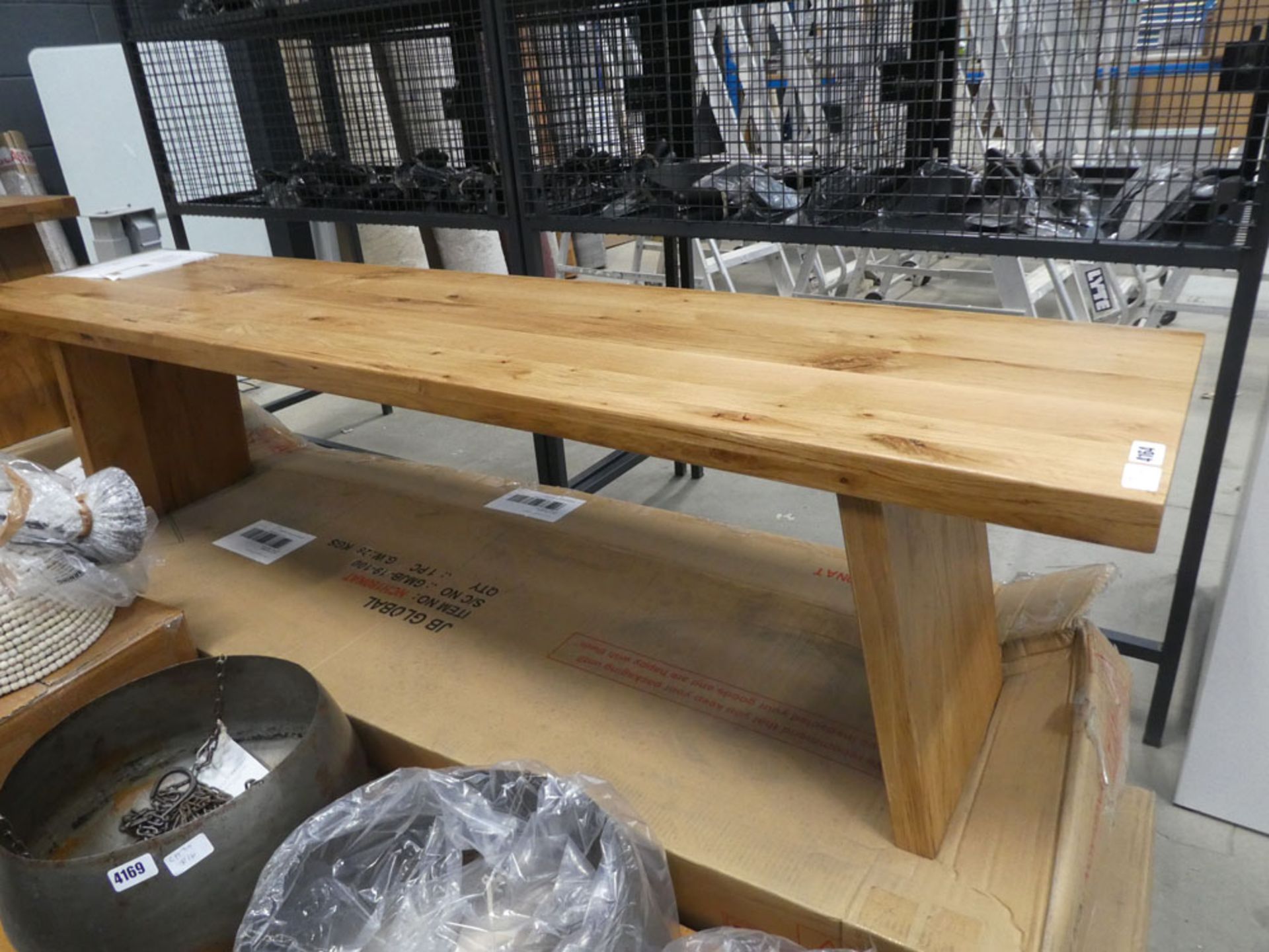 Flatpack oak FurnitureLand long bench