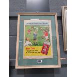 Framed and glazed 1950s Bar One cigarette advertising print