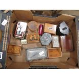 Quantity of money and trinket boxes plus a modern Chinese tea caddy