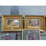 Pair of Victorian oleographs still life with fruit