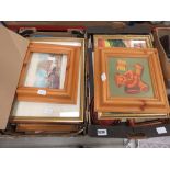 2 boxes containing a large quantity of prints and picture frames