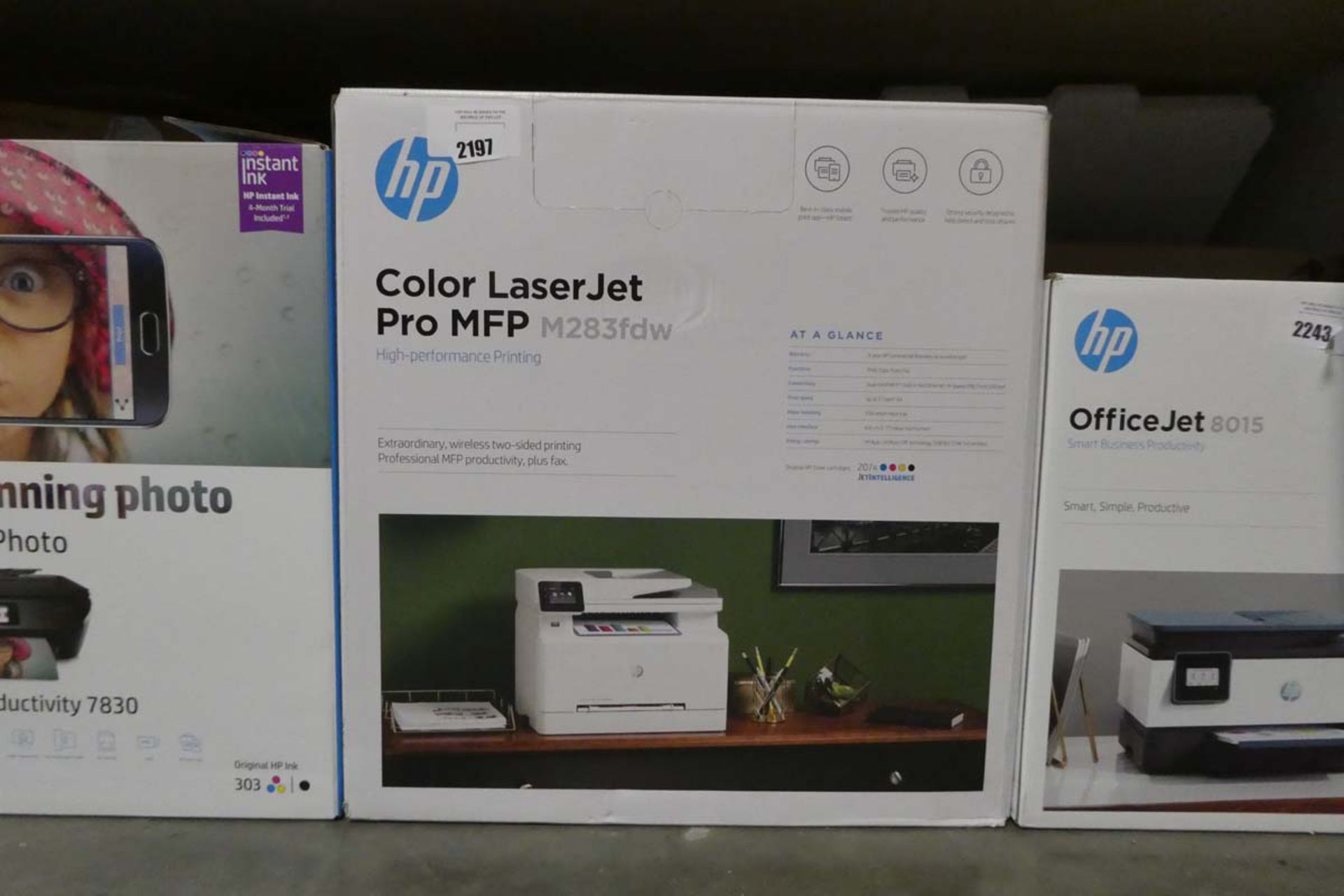 HP Colour Laserjet Pro MFPM283FDW printer in box