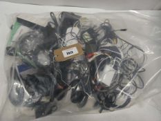Bag of cables, leads and PSUs