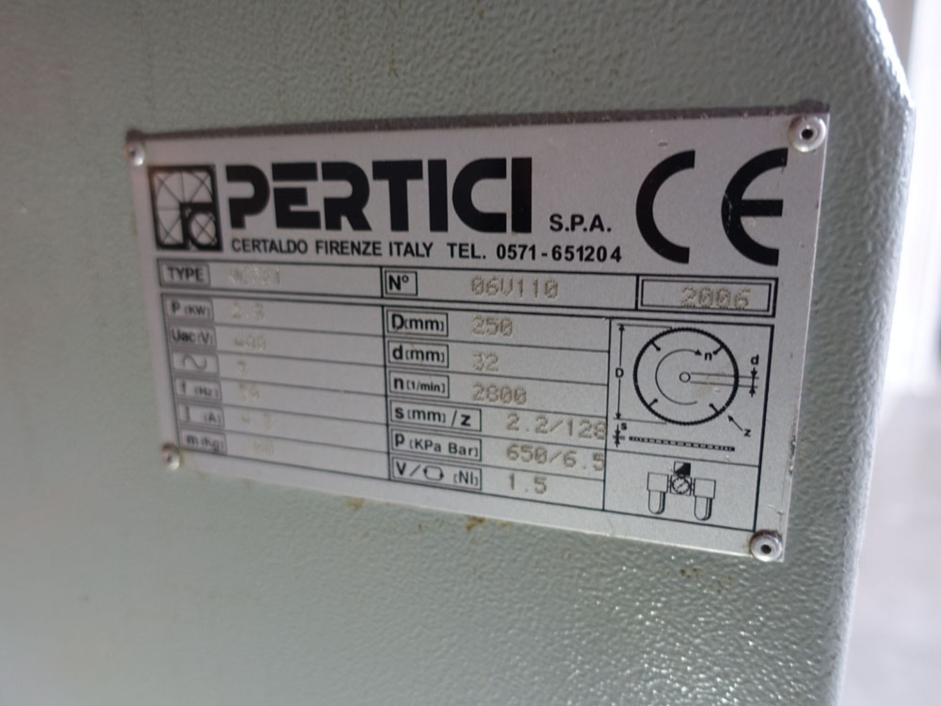 Pertici Univer model VC721 aluminium extrusion saw Serial number 06V110 Year 2006 - Image 7 of 7