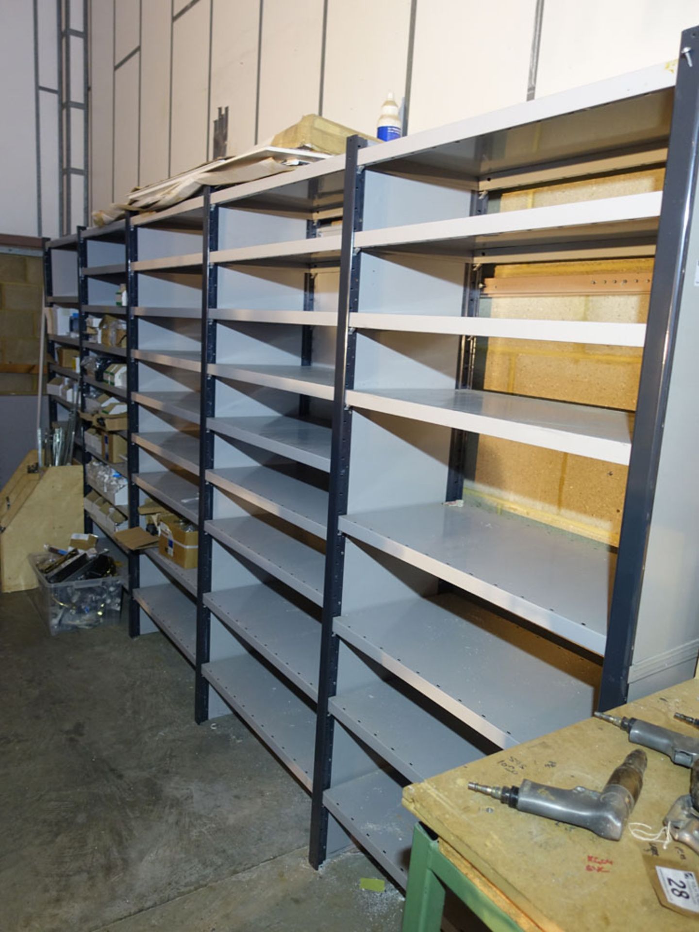 6 bays of grey light duty boltless racking