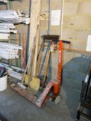 BT Lifters Rolatruc pallet truck and hand tools together with 3 various ladders