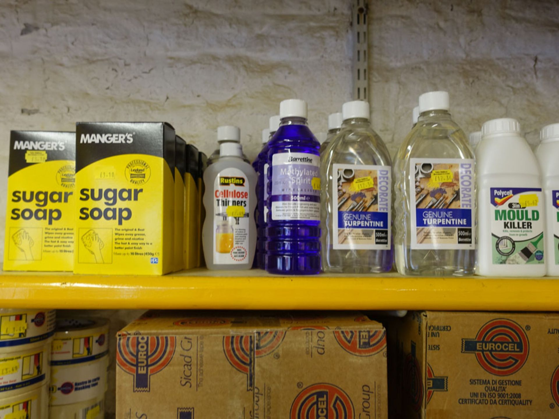 Range of miscellaneous cleaners including turpentine, sugar soap, mold killer, etc - Image 2 of 2