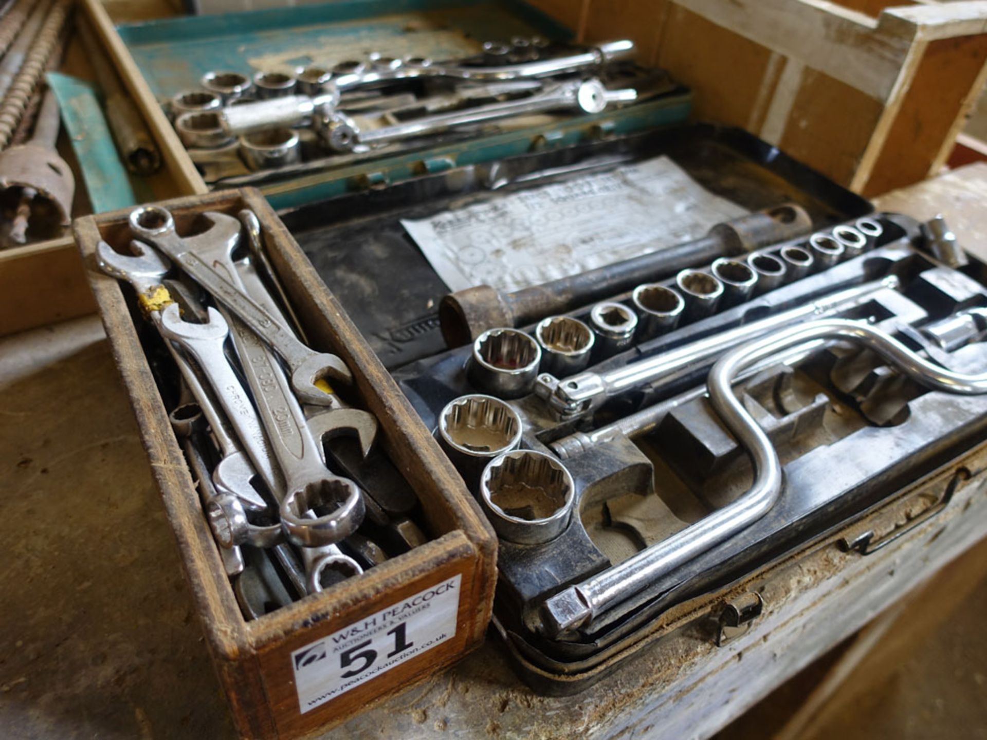 2 part socket sets, various spanners, SDS drill bits, etc