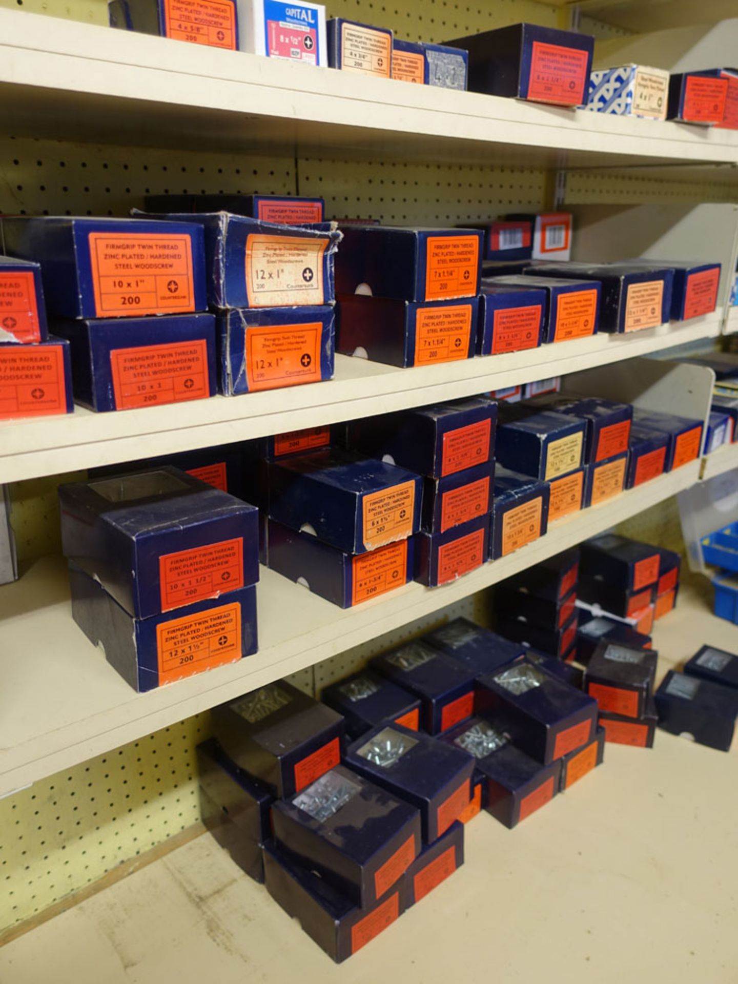 Approximately 260 boxes of various fixings and door furniture including wood screws, butt hinges, - Image 2 of 5