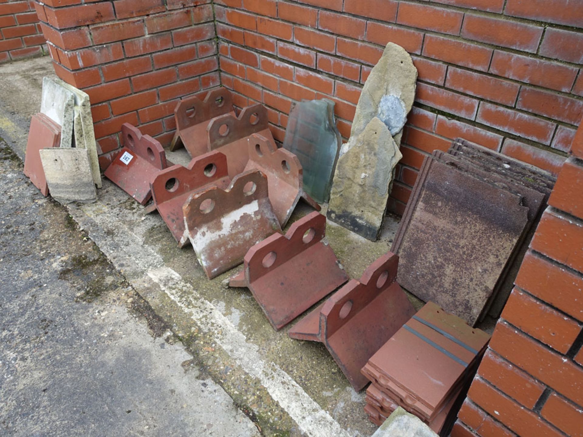 Various reclaimed ridge tiles, etc