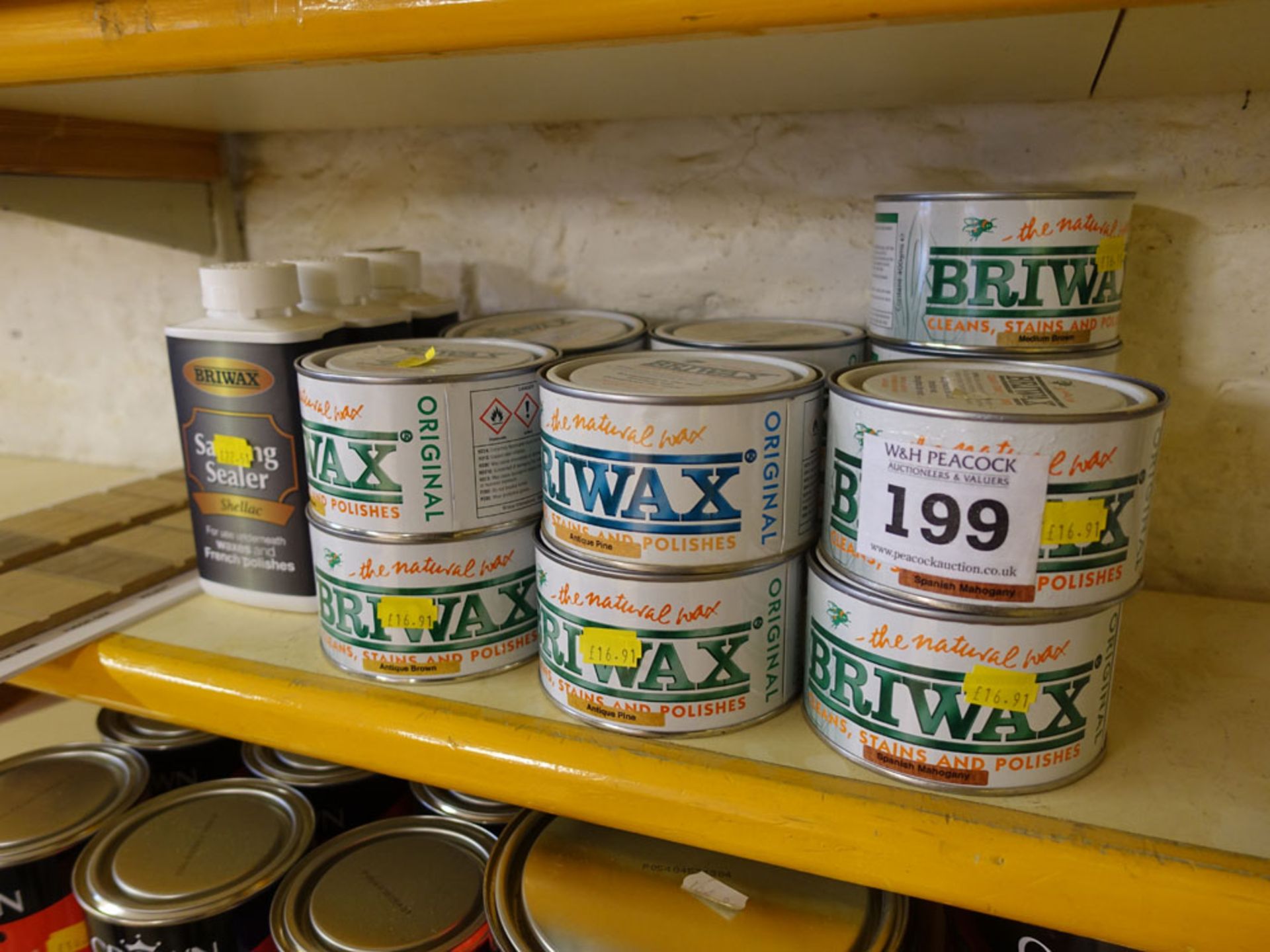 13x tins of Briwax and 3 bottles of sanding sealer