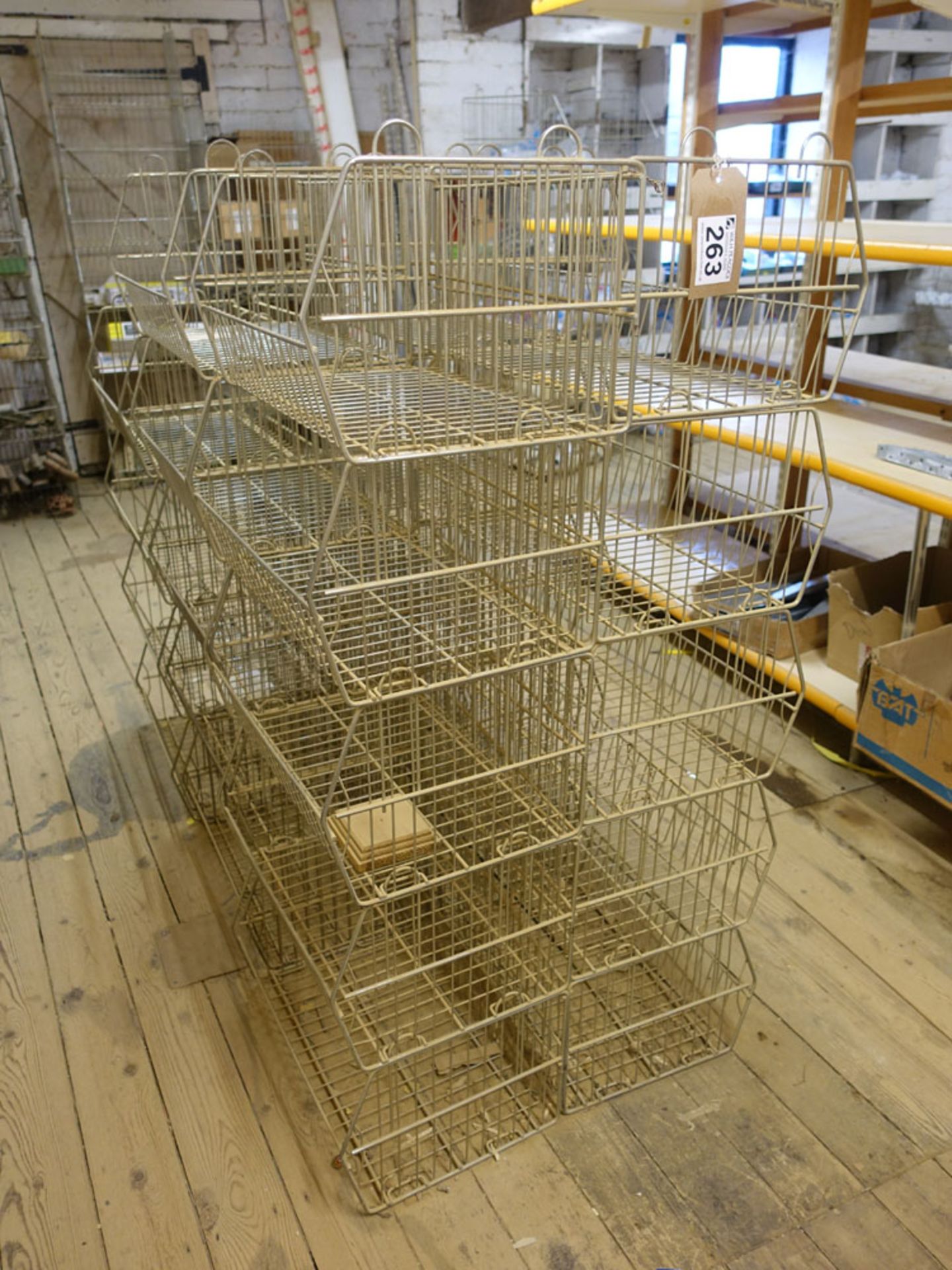 Approximately 80 various sized shop wire display baskets