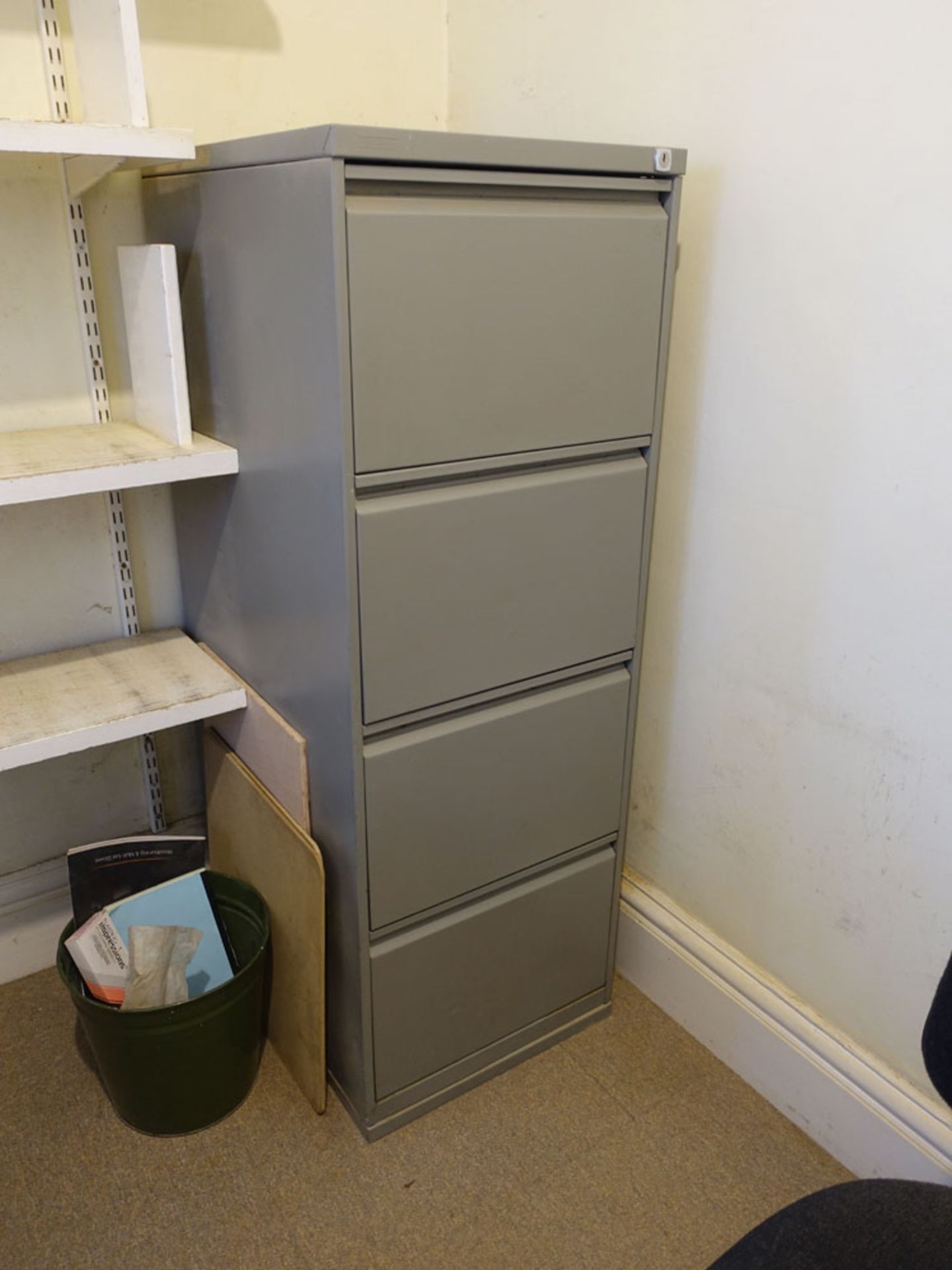 Bisley double door stationery cupboard and a grey steel 4 drawer filing cabinet - Image 2 of 2