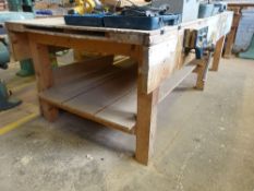 3 metre carpenters bench with 2 Record carpenters vices