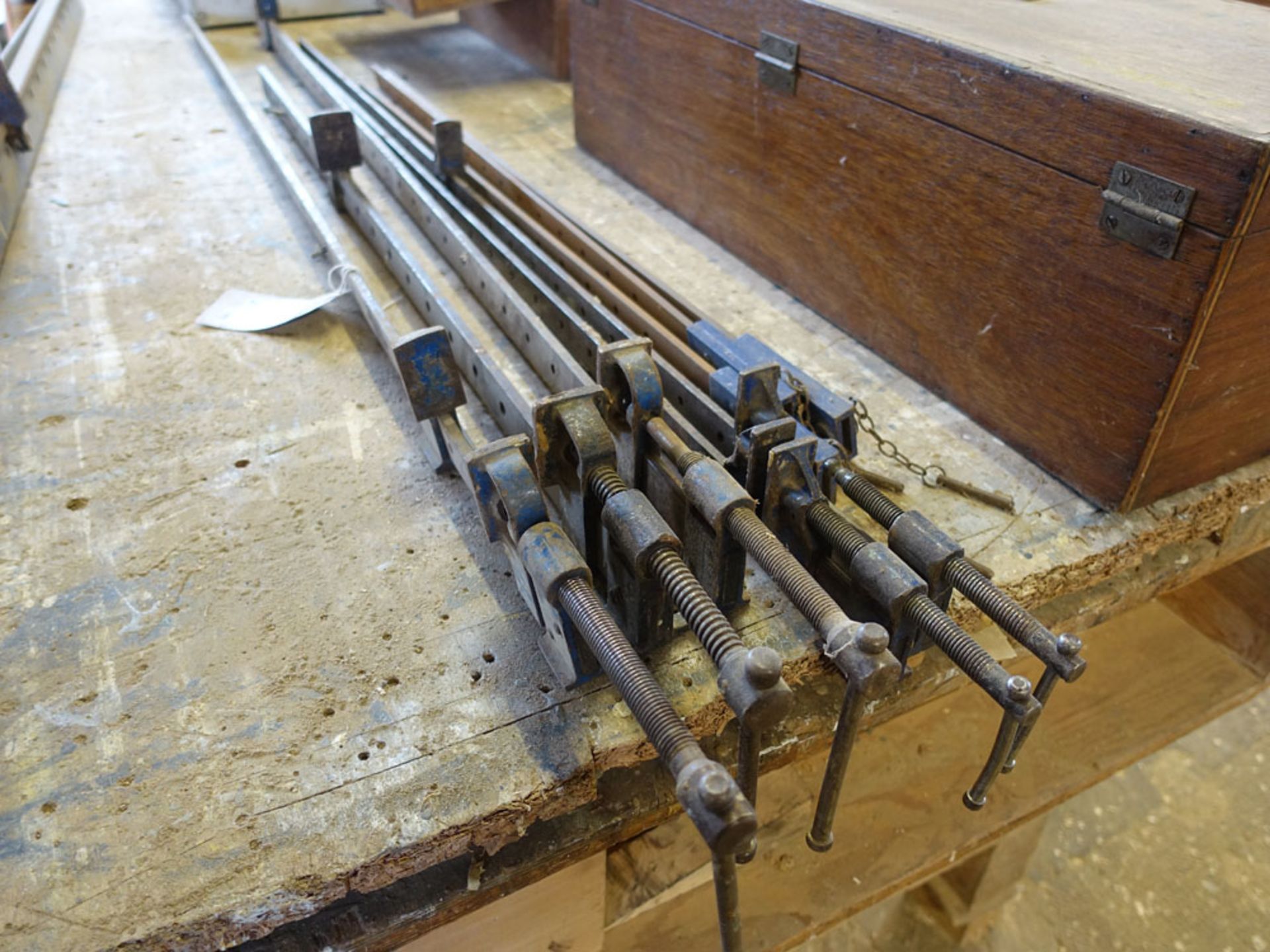 5 Record flatbar sash clamps together with 3 extension pieces