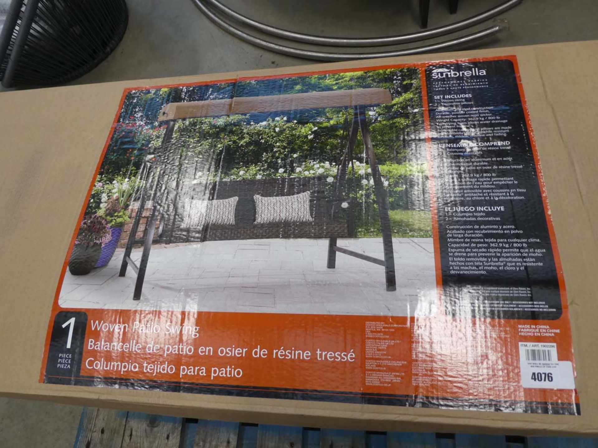 Boxed flatpack patio swing