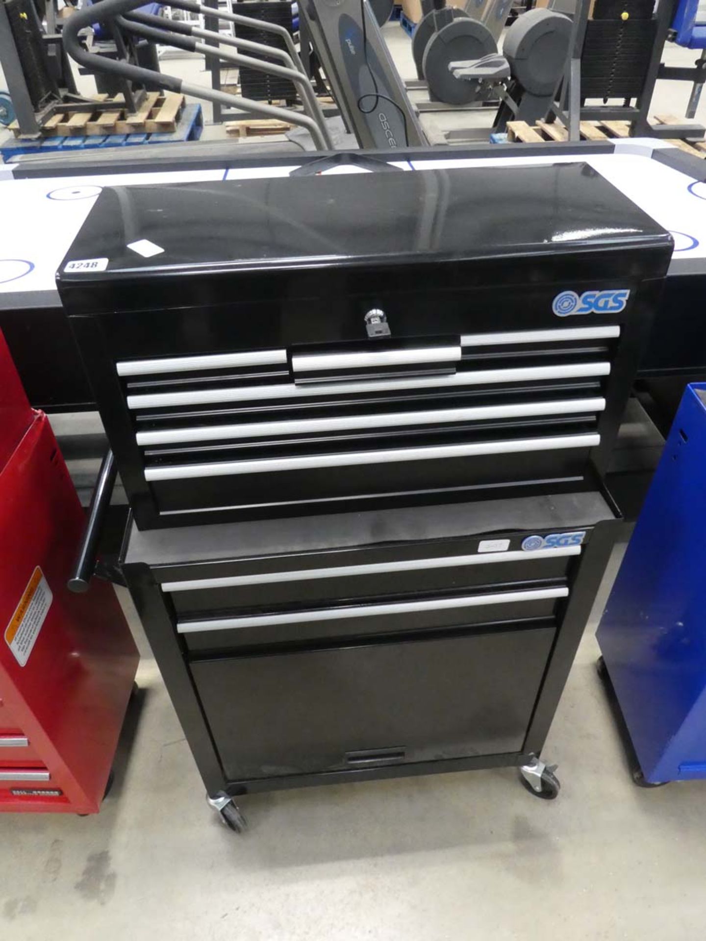 SGS black multi-drawer double section toolbox