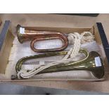 2 copper and brass bugles