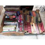 2 boxes containing autobiographies, novels and reference books