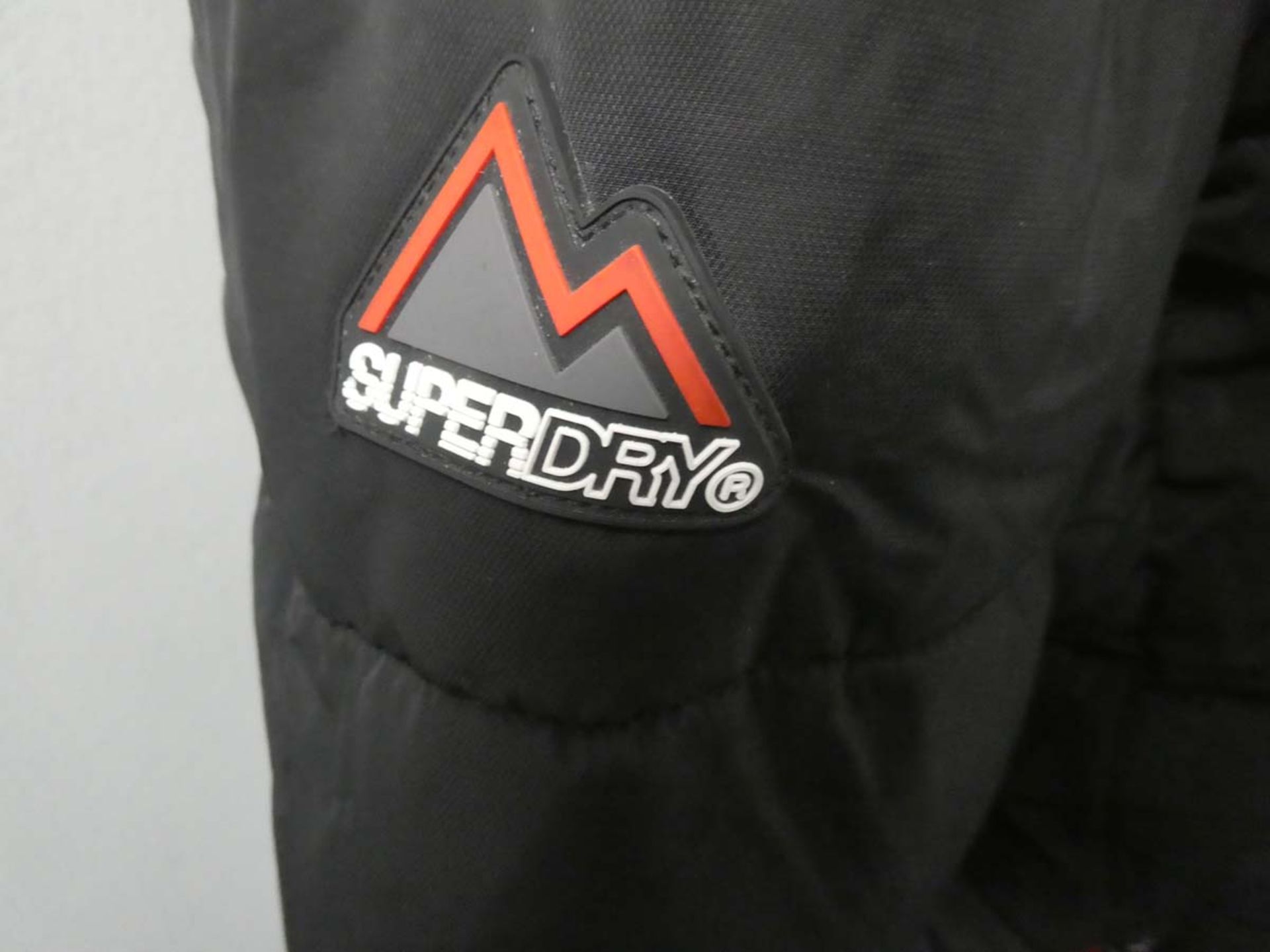 Superdry (used) jet black sports puffer jacket, size XL (hanger) - Image 2 of 3