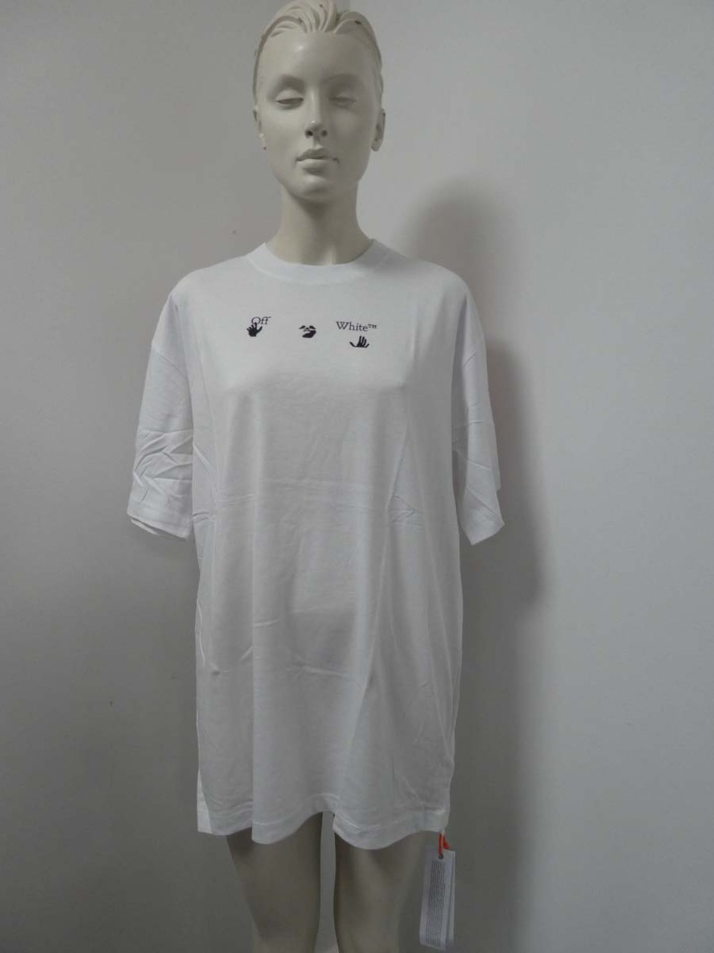 Off White marker short sleeved t-shirt in white / red size medium (bagged) - Image 2 of 3