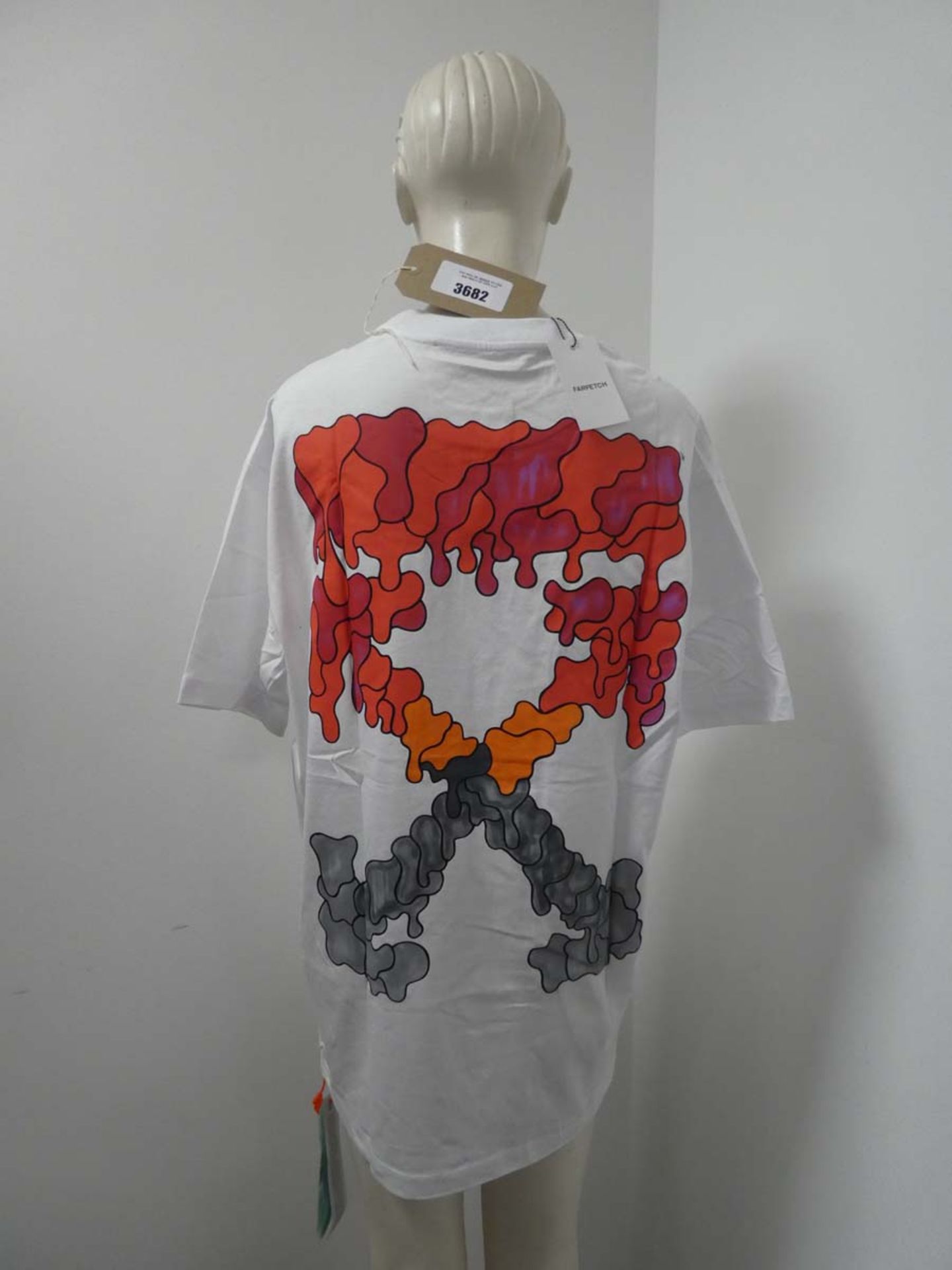 Off White marker short sleeved t-shirt in white / red size medium (bagged)