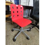 Red childs swivel chair