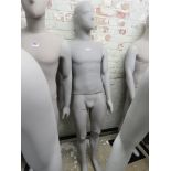 (2054) Grey plastic and felt full size male mannequin