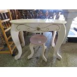 Painted kidney shaped childs table and matching chair