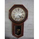 (2057) Mahogany cased wall clock by Ansonia Clock Co. of New York, USA
