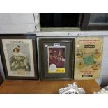 3 vintage pictures, 1 enamelled advertising sign for Glaxose-D, Naafi advertising framed sign and