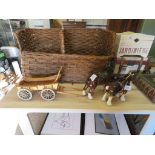 3 ceramic model Shire horses and wagon