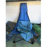 (1011) Blue canvas folding chair with bag